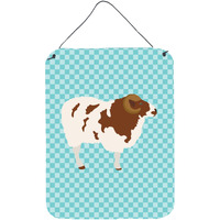 "Caroline's Treasures Jacob Sheep Blue Check Metal Print, 16hx12w, Multicolor"