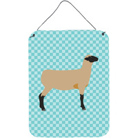 "Caroline's Treasures Hampshire Down Sheep Blue Check Metal Print, 16hx12w, Multicolor"