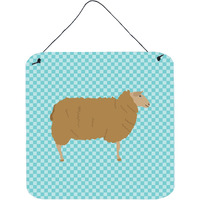 "Caroline's Treasures Blue East Friesian Sheep Check Metal Print, 6"" H x 6"" W"