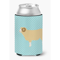 "Caroline's Treasures Horned Dorset Sheep Blue Check Decorative Can Hugger, Multicolor"