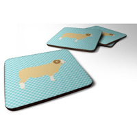 "Caroline's Treasures Horned Dorset Sheep Blue Check Decorative coasters, 3.5, Multicolor"