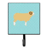 "Caroline's Treasures Horned Dorset Sheep Blue Check Wall Hook, Small, Multicolor"