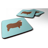 "Caroline's Treasures Merino Sheep Blue Check Decorative coasters, 3.5, Multicolor"
