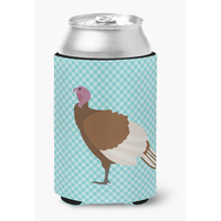 "Caroline's Treasures Bourbon Red Turkey Hen Blue Check Decorative Can Hugger, Multicolor"