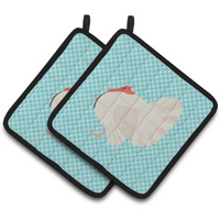 "Caroline's Treasures White Holland Turkey Blue Check Decorated Pot Holder, 7.5"" x 7.5"""