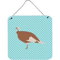 "Caroline's Treasures Blue Jersey Buff Turkey Hen Check Metal Print, 6"" H x 6"" W"