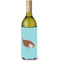 "Caroline's Treasures Jersey Buff Turkey Hen Blue Check Decorative Bottle Hugger, 750 ml, Multicolor"