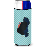 "Caroline's Treasures Norfolk Black Turkey Blue Check Decorative Can Hugger, Slim, Multicolor"