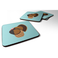 "Caroline's Treasures Bronze Turkey Blue Check Decorative coasters, 3.5, Multicolor"