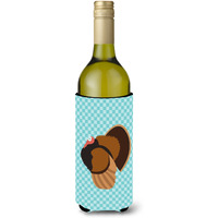 "Caroline's Treasures Bronze Turkey Blue Check Decorative Bottle Hugger, 750 ml, Multicolor"