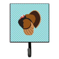 "Caroline's Treasures Bronze Turkey Blue Check Wall Hook, Small, Multicolor"