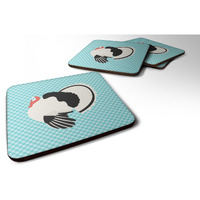 "Caroline's Treasures Royal Palm Turkey Blue Check Decorative Coasters, 3.5"", Multicolor"