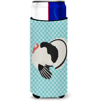 "Caroline's Treasures Royal Palm Turkey Blue Check Decorative Can Hugger, Slim, Multicolor"