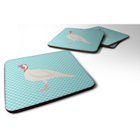 "Caroline's Treasures Beltsville Small White Turkey Hen Blue Check Decorative coasters, 3.5, Multicolor"