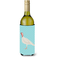 "Caroline's Treasures Beltsville Small White Turkey Hen Blue Check Decorative Bottle Hugger, 750 ml, Multicolor"