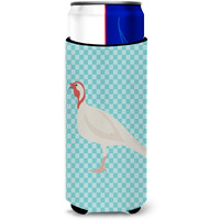 "Caroline's Treasures Beltsville Small White Turkey Hen Blue Check Decorative Can Hugger, Slim, Multicolor"
