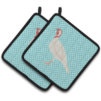 "Caroline's Treasures Beltsville Small White Turkey Hen Blue Check Decorated Pot Holder, 7.5"" x 7.5"""