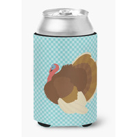 "Caroline's Treasures French Turkey Dindon Blue Check Decorative Can Hugger, Multicolor"