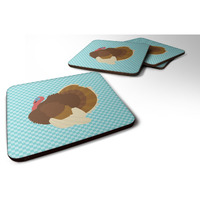 "Caroline's Treasures French Turkey Dindon Blue Check Decorative coasters, 3.5, Multicolor"