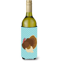 "Caroline's Treasures French Turkey Dindon Blue Check Decorative Bottle Hugger, 750 ml, Multicolor"