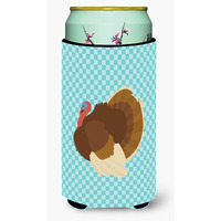 "Caroline's Treasures French Turkey Dindon Blue Check Decorative Can Hugger, Tall Boy, Multicolor"