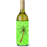 "Caroline's Treasures Palm Tree Green Polkadot Beverage Insulator Hugger, 750 ml, Multicolor"