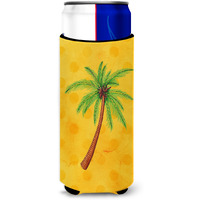 "Caroline's Treasures Palm Tree Yellow Polkadot Beverage Insulator Hugger, Slim, Multicolor"