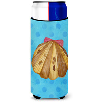 "Caroline's Treasures Sea Shell Blue Polkadot Beverage Insulator Hugger, Slim, Multicolor"