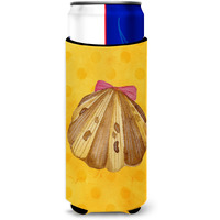 "Caroline's Treasures Sea Shell Yellow Polkadot Beverage Insulator Hugger, Slim, Multicolor"