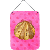 "Caroline's Treasures Sea Shell Pink Polkadot Metal Print, 16hx12w, Multicolor"