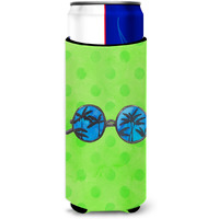 "Caroline's Treasures Sunglasses Green Polkadot Beverage Insulator Hugger, Slim, Multicolor"
