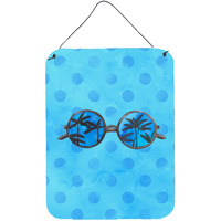 "Caroline's Treasures Sunglasses Blue Polkadot Metal Print, 16hx12w, Multicolor"