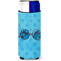 "Caroline's Treasures Sunglasses Blue Polkadot Beverage Insulator Hugger, Slim, Multicolor"