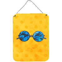 "Caroline's Treasures Sunglasses Yellow Polkadot Metal Print, 16hx12w, Multicolor"