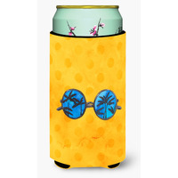 "Caroline's Treasures Sunglasses Yellow Polkadot Beverage Insulator Hugger, Tall, Multicolor"
