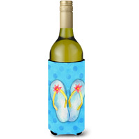 "Caroline's Treasures Flip Flops Blue Polkadot Beverage Insulator Hugger, 750 ml, Multicolor"