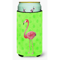 "Caroline's Treasures Flamingo Green Polkadot Beverage Insulator Hugger, Tall, Multicolor"