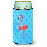 "Caroline's Treasures Flamingo Blue Polkadot Beverage Insulator Hugger, Tall, Multicolor"