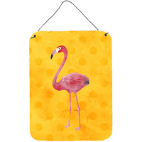 "Caroline's Treasures Flamingo Yellow Polkadot Metal Print, 16hx12w, Multicolor"