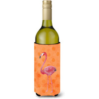 "Caroline's Treasures Flamingo Orange Polkadot Beverage Insulator Hugger, 750 ml, Multicolor"