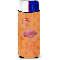 "Caroline's Treasures Flamingo Orange Polkadot Beverage Insulator Hugger, Slim, Multicolor"