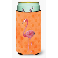 "Caroline's Treasures Flamingo Orange Polkadot Beverage Insulator Hugger, Tall, Multicolor"