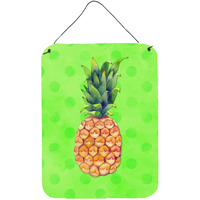 "Caroline's Treasures Pineapple Green Polkadot Metal Print, 16hx12w, Multicolor"