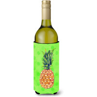 "Caroline's Treasures Pineapple Green Polkadot Beverage Insulator Hugger, 750 ml, Multicolor"