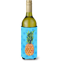 "Caroline's Treasures Pineapple Blue Polkadot Beverage Insulator Hugger, 750 ml, Multicolor"