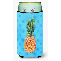 "Caroline's Treasures Pineapple Blue Polkadot Beverage Insulator Hugger, Tall, Multicolor"