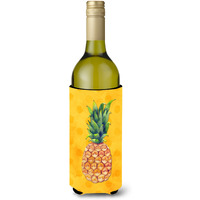 "Caroline's Treasures Pineapple Yellow Polkadot Beverage Insulator Hugger, 750 ml, Multicolor"