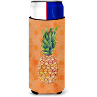 "Caroline's Treasures Pineapple Orange Polkadot Beverage Insulator Hugger, Slim, Multicolor"
