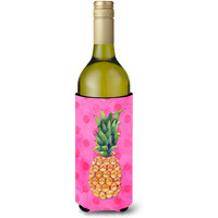 "Caroline's Treasures Pineapple Pink Polkadot Beverage Insulator Hugger, 750 ml, Multicolor"