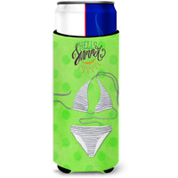 "Caroline's Treasures Bikini Swimsuit Green Polkadot Beverage Insulator Hugger, Slim, Multicolor"